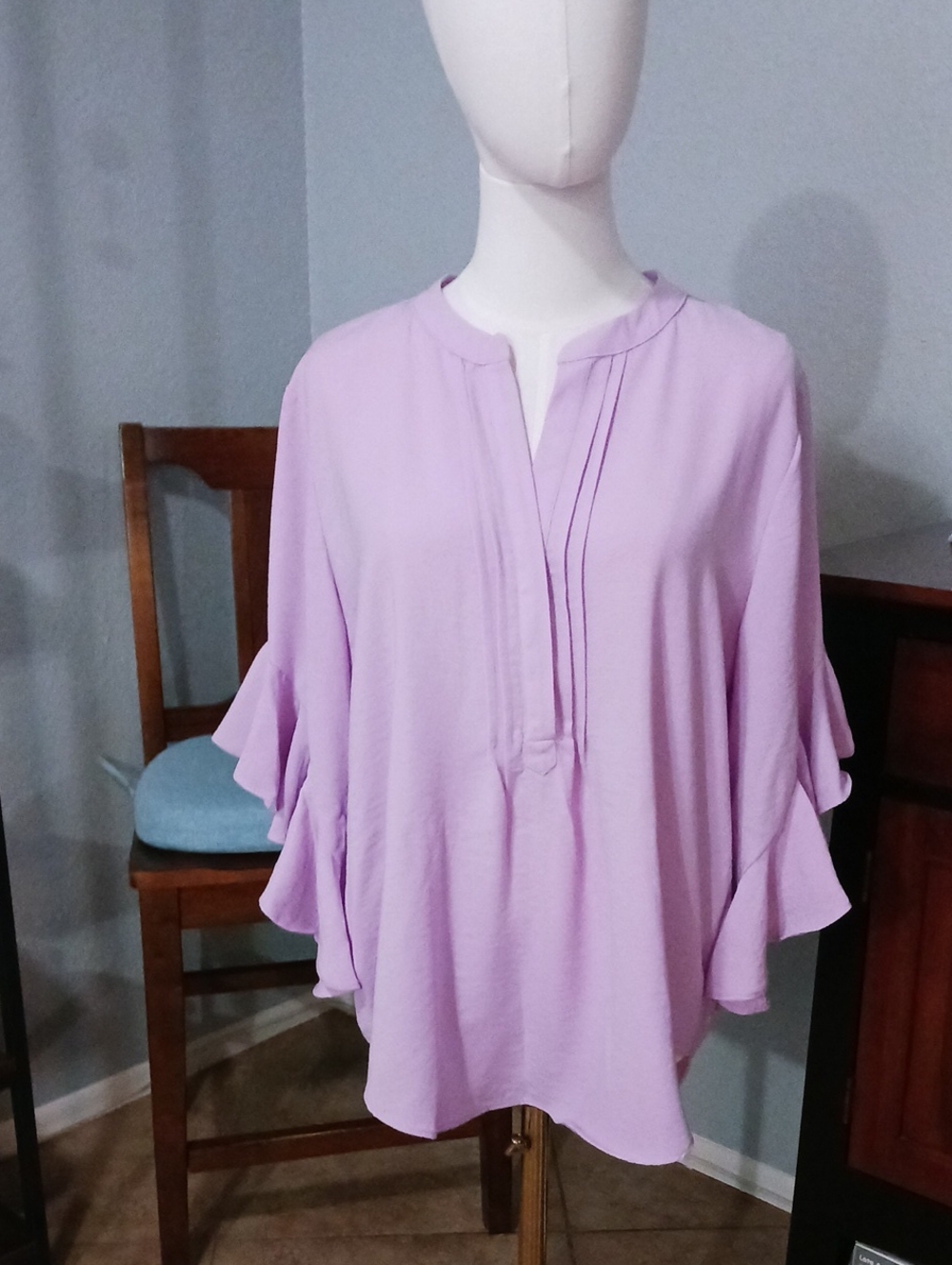 Vince Camuto-  Lavender Ruffle Sleeve Tunic Top